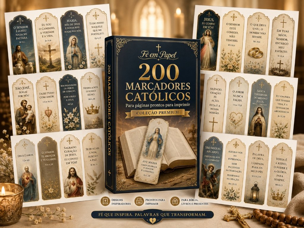200 Marcadores Católicos para Imprimir - Coleção Premium